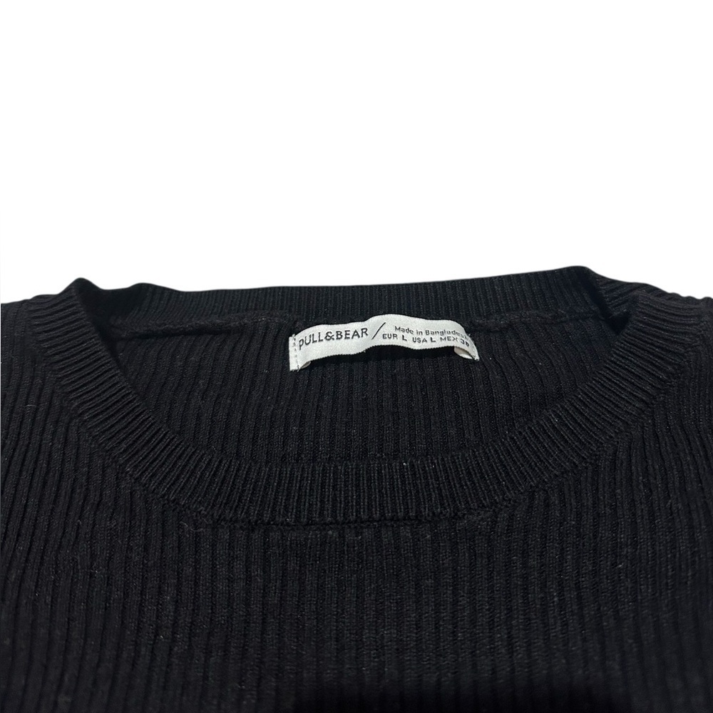 Pull & Bear Black Basic Ribbed Lettuce Hem Long S… - image 5